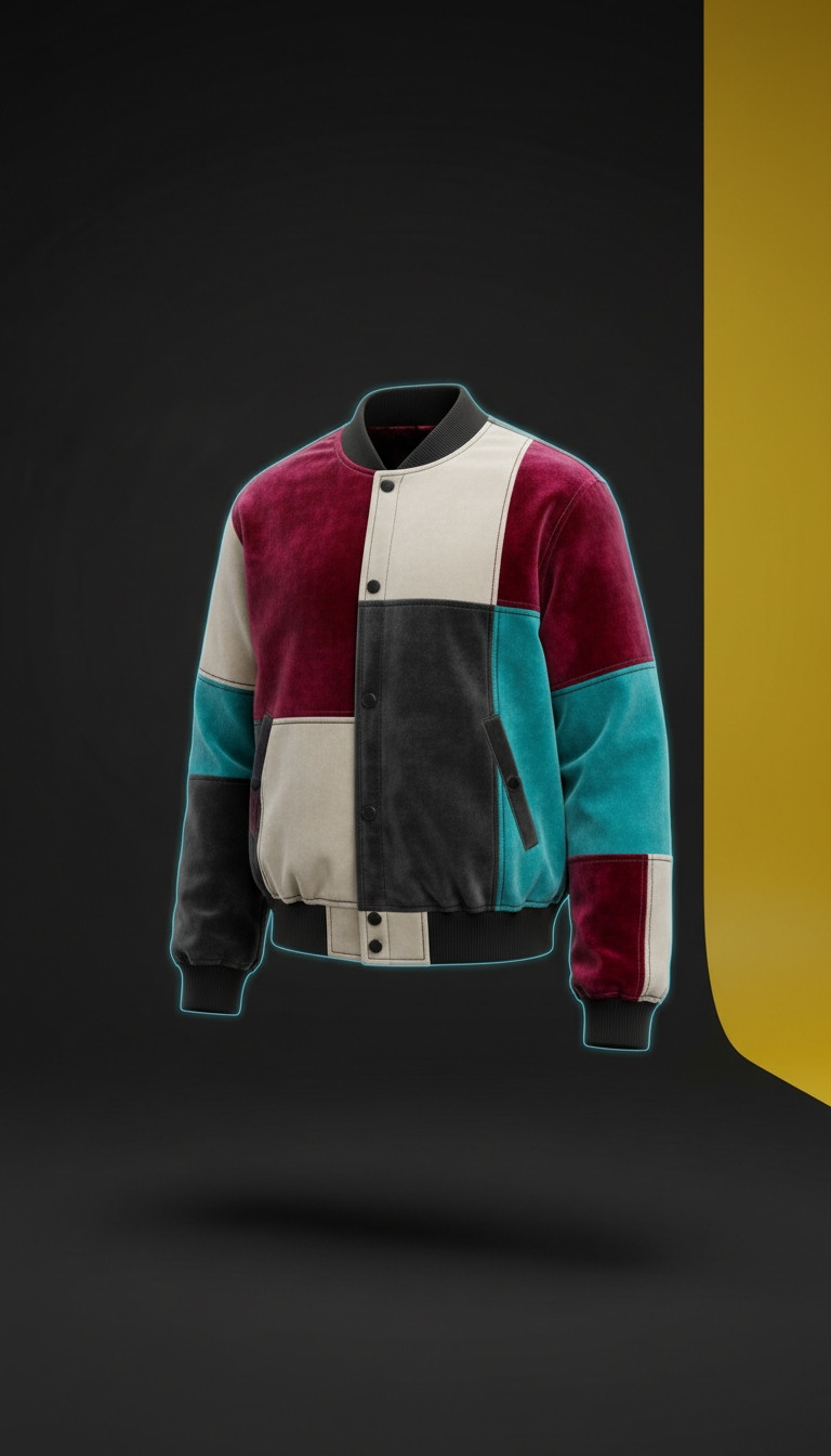 Patchwork Bomber Jacket Nylon Clash