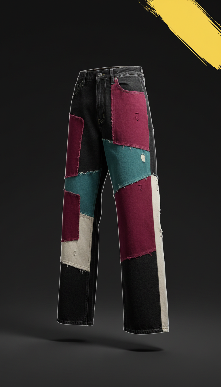 Wide-Leg Pants Graffiti Print