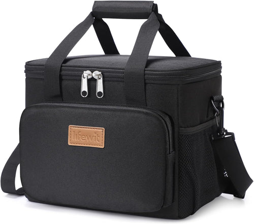 Lunch Bag 9L 12 Can Insulated Lunch Box Soft Cooler Cooling Tote for Adult Men Women, Black