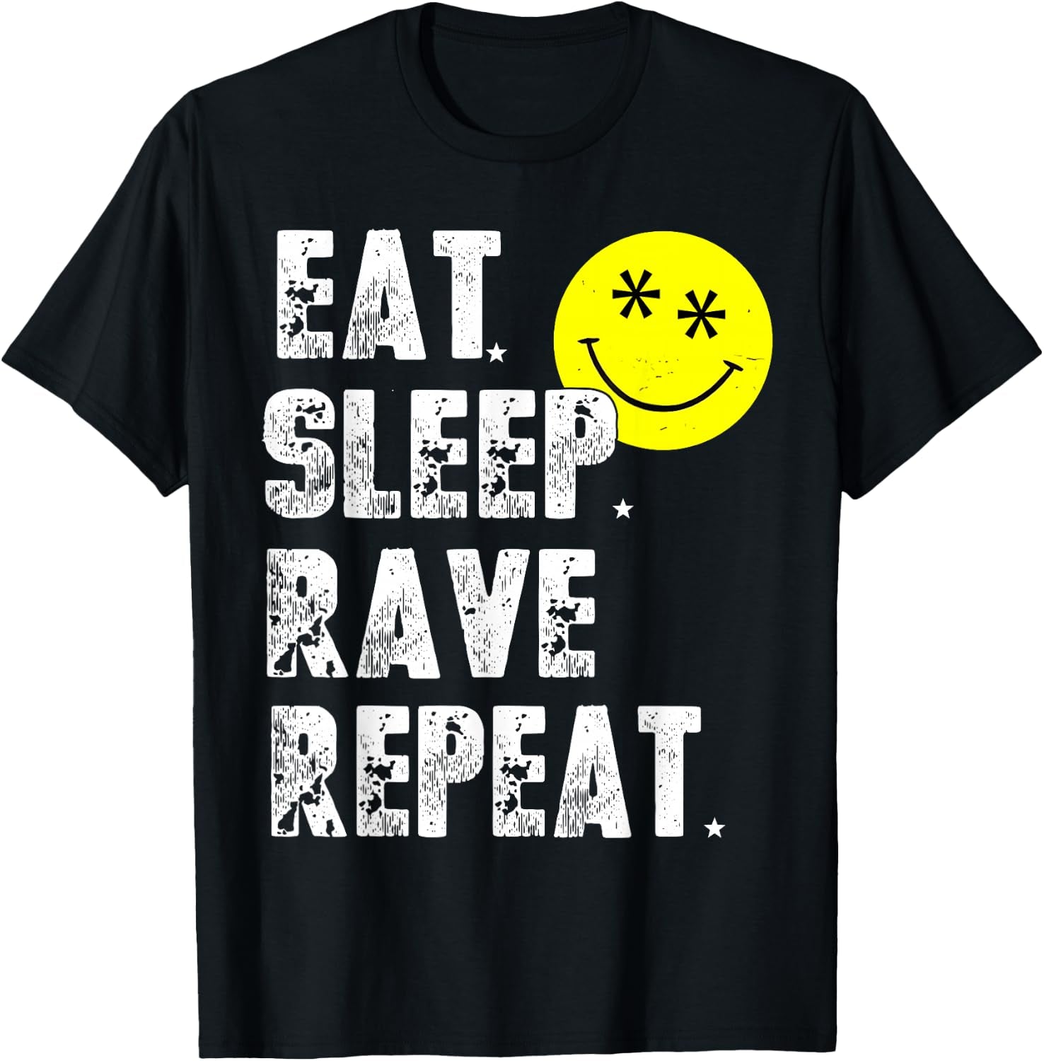 Old Skool 90S Eat Sleep Rave Repeat EDM House Techno Smile T-Shirt